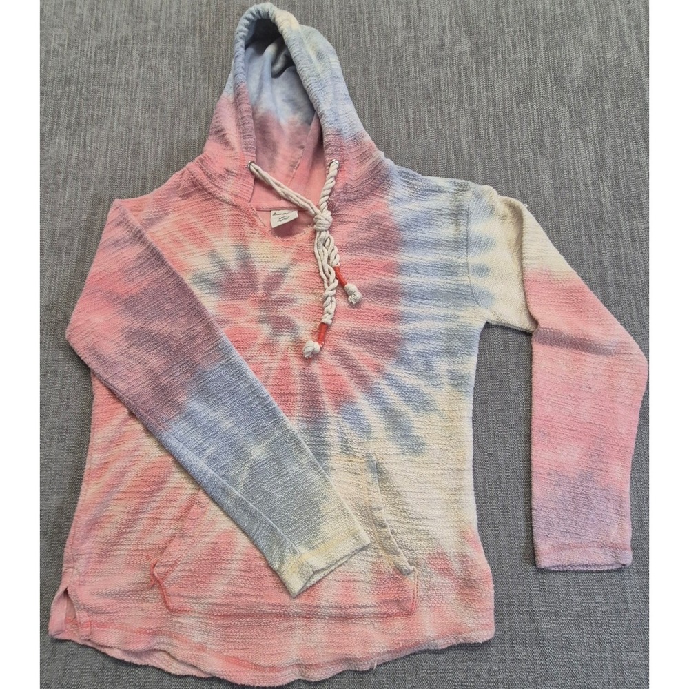Dreamside women's tie dye hoodie prink blue pullover SM boho cozy drawstring